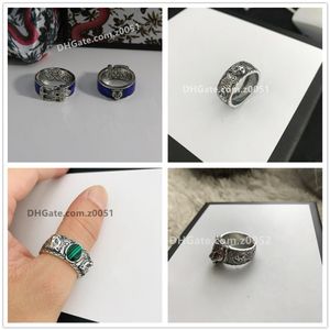 2022 REAL 925 Sterling Silver Vintage Rings for Men Women Lovers Biker Punk Fashion Luxury Designer Jewelry Tiger Skull Par Ri258K