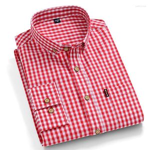 Camisas casuais masculinas xadrez manga longa vestido de algodão ajuste regular camisa xadrez macio e confortável masculino