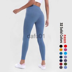 Pantaloni attivi Tessuto Lycra Tinta unita Pantaloni yoga da donna Vita alta Sport Abbigliamento da palestra Leggings Elastic Fitness Lady Pantaloni sportivi da esterno x0912