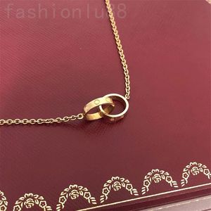 Crystal love necklace luxury designer love necklace diamond double ring pendant couple women mens necklaces trendy jewelry fashionable