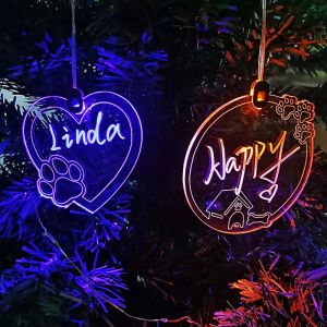 Acrylic Glowing Christmas Tree Hanging Decorations Colorful Glitter Custom Christmas Ornaments 0912