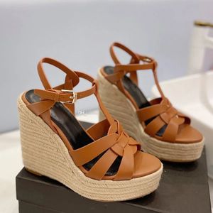 Tribute Women Espadrille Sandals wedge platform pumps heels sandals Square toe shoes women's luxury designers leather outsole evening shoes factory footwear