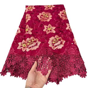 2023 Swiss Voile Lace Tecido Costura Artesanal Strass Mulheres Vestido de Alta Qualidade 5 Metros Festa Roupas de Algodão Têxtil Bordado Senhora Aparelhos Nigerianos Novo YQ-8249