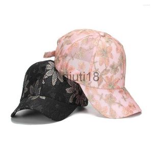 Ball Caps Ball Caps Advanced Gold Silk Embroidery Craft Vague Mesh Baseball Cap For Women Summer Autumn Flowers Plants Gorgeous Lady Girl Hats DB41 x0912