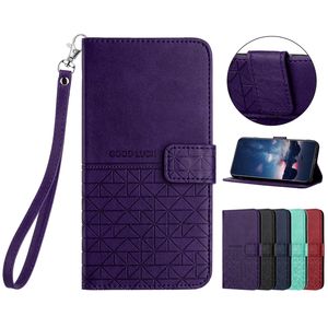 Lycka till PU -läderplånbok för Xiaomi Poco M4 X4 13 Lite 12T 12C 10C 10 Google Pixel 8 Pro 7 7A 6A Imprint Credit ID -kortplats Hållare Flip Cover Pouch med rem