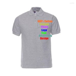 Homens Camisetas Empresa Equipe Família Logotipo Personalizado Impresso Publicidade Camisa Homens Camiseta Masculina Casual Tee Homme Turn Down Collar 2023
