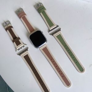 PU Leather Dual Colors Design Smart Watch Band Straps for Apple Watch Band Ultra 38mm 40mm 41mm 44mm 45mm iwatch Band Series 8 9 4 5 6 7 Watch Bracelet