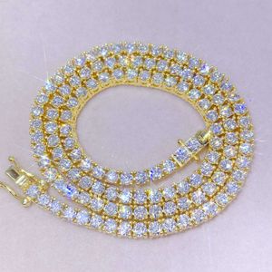 Hip Hop Color White Vvs 925 Sterling Silver 2mm 3mm 4mm 5mm 6.5mm Moissanite Diamond Tennis Chain Necklace