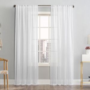 Gardinvit ren gardiner linne ser semi transparent voile för levande matsal draperier 54 x 84 badrum