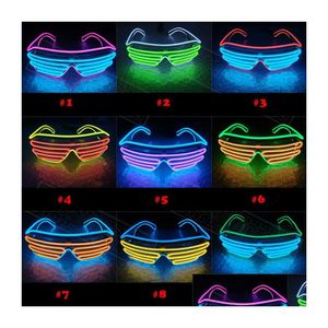 LED Rave Toy Party Świecające okulary El Wire Fluorescencyjne szklanie lampy błyskowej z oknem Wielkanocne studia