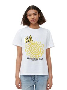 Camisas de grife gan nig Mulheres Camiseta Praia Tees Versátil Lindas Flores Coloridas Tenha um Bom Dia Impressão Redondo Pescoço Casual Solto Pulôver Manga Curta T-shirt