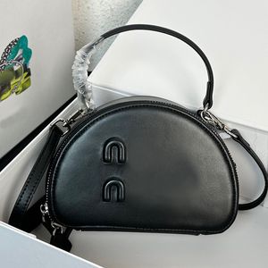 Bowling Handbag Crossbody Bag Designer Bag High Quality Solid Color Shoulder Bags Cowhide Zipper Purse Metal Hardware Removable Strap Fashion Tote Purse Black