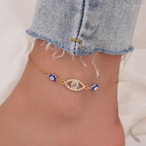 Anklets Turkish Lucky Demon Blue Eye Charm Anklet Cross Love Heart Dragonfly Foot Chain For Women Summer Beach Jewelry Gifts