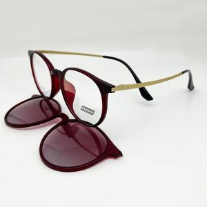 Solglasögon ramar kvinnor magnetglasögon runt full kant optisk ram med klipp 0087