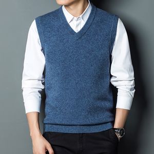 Men's Sweaters 9 Colors Men Thick Wool Knit Vest Classic Style Business Fashion Solid Color Sleeveless Formal Male Pullover Brand Clothing 230912