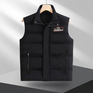 검은 겨울 트랩 스타 재킷 남자 다운 vest 야외 겉옷 아래로 면화 양복 조끼 디자인 패션 재킷 조끼 모자리스 지퍼 겨울면 재킷