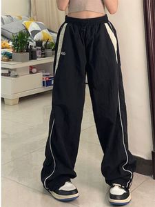 Women Dwuczęściowe spodnie Y2K Women Streetwear Spodnie Modne Elastic TALIST WAGGY PROJE PROJEDNE MORESKI Kobiece dresowe spusty joggery nóg 230912