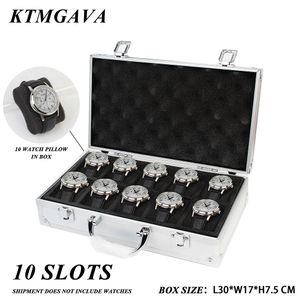 Boîtes de montre cas 10 fentes boîte de rangement en alliage d'aluminium bijoux utiles montres-bracelets support d'affichage organisateur boîte à outils 230911