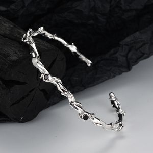 Vento frio moda retro S925 prata esterlina enrolamento árvore videira pulseira feminina abertura temperamento ajustável conjunto pulseira de diamante