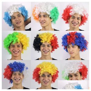 Party Hats Headdress European Cup World Flag-Colored Wigs Fan Supplies Explosive Headgear Carnival Festival Props Drop Delivery Home Dhjzs