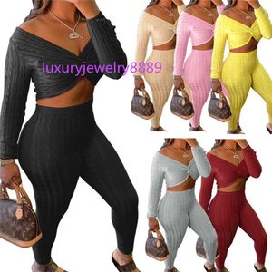 Kvinnor kläder Två stycken Set Long Sleeve Top Trousers Ladies New Fashion Pants Set Sportwear Tracksuits New Type Hot Selling 5955