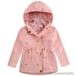 Куртки для девочек 7-8 лет, плащи для девочек, осенняя вышивка, новая детская куртка с капюшоном на молнии, стильная ветровка, детская одежда R230912