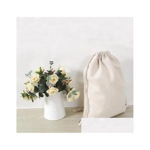 Party Favor Sublimation Cotton Linen Dstring Bags Decor Reusable Muslin Sachet Bag Blanks Diy Backpacks Wedding Storage Home 230Qh D Otpmq