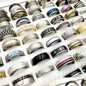 Anillos de banda La más nueva moda 100 unids / paquete Anillos de acero inoxidable Banda para el dedo Ajuste para hombres y mujeres Estilos mixtos Joyería de titanio Regalo de boda Dhz58