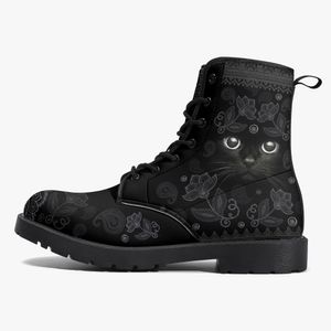 DIY klassische Martin Stiefel Männer Frauen Schuhe individuelle Muster Mode Einfachheit schwarze Katze vielseitige erhöhte Freizeitstiefel 35-48 65455