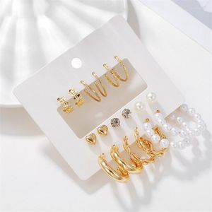 Stud Earrings 9 Pairs/Pack South Korea Fashion Light Luxury Simple Classic Pearl Drop Birthday Gift Woman Jewelry