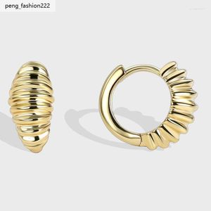 Серьги-кольца Невыцветающий золотой цвет с резьбой для женщин, пар, корейская винтажная мода, простые ювелирные изделия на день рождения, подарки