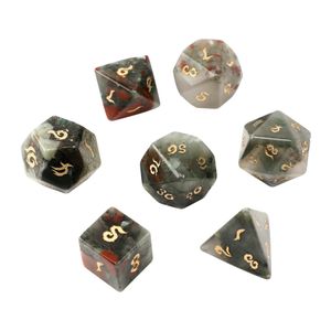 Natural African Bloodstone Polyhedral Loose Gemstones Dice 7st Set Dungeons Dragons Stone Dice Set Dnd RPG Games Ornament Spot Varor Partihandel acceptera anpassade