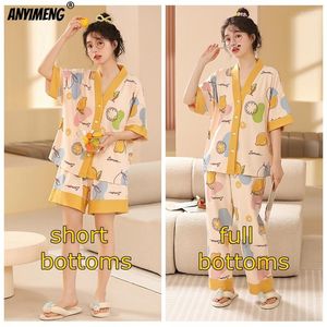 Kadın pijama m-5xl sonbahar karikatür karikatür gece kıyafeti kız kimono v-yaka pijama setler kadın pijamalar kadın salon giyim bayan pijama mujer ev kıyafeti