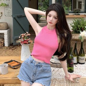 Kobiety dla kobiet Yanling Summer Clothing 2023 Knitted Camisole Zew noszenie bez rękawów Girl Slimming Nisza Pink T-S