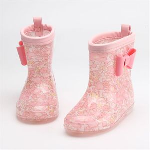 Rain Boots PVC Rainboots Baby Watertproof Plush Walking Shoes Toddler Girl Boy Cartoon Rainy Shoes Antiskid Rubber Ankle Boots For School 230912
