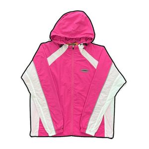 Mens Jackets print CRT zipper hoodie Windproof sports Jacket street trend Contrast Panel Hoodie Coat