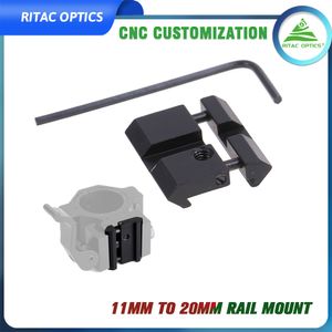 2PCS Tactical Scope Adapter Mount Base 11mm Dovetail to 20mm Picatinny/Weaver Low Pro Snap-in Rail Adaptor