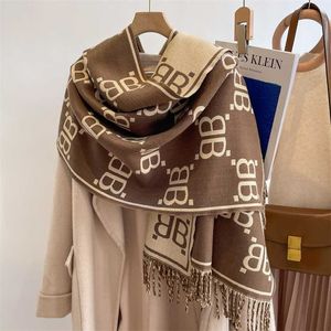 22% OFF scarf Autumn and Winter New Letter B Cashmere Scarf Women's Warm Air Conditioner Wind Tassel Shawl