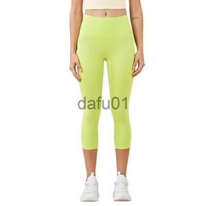 Calças ativas LU-27 Cintura alta Capris Yoga Calças Mulheres Back Pocket Nude Sports Fitness Gym Leggings Running Exercício Calças X0912