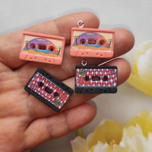 Charms 10st Mini Retro Cassette Tape Simulation Pendant Flatback Scrapbooking DIY Armband Earring Keychain Jewely Making