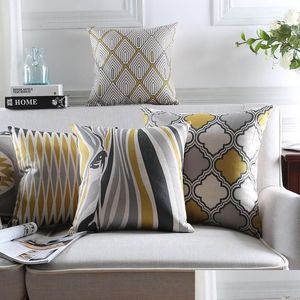 Coussin / Oreiller décoratif Coussin de style scandinave Er Home Decor Géométrique Décoratif Ers Zebra Coussins Cases Jaune Gris Pilule Dhwb7