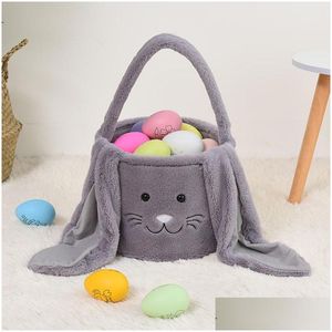 Party Favor Plush Easter Basket Personlig högkvalitativ lång öron Furry Bucket Tote Bag 0103 Drop Delivery Home Garden Festive Supp Otps3