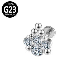 Tytan przeszywający chrząstka Tragus G23 Labret Industrial Crystal Lip Stud