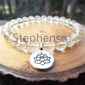 MG0695 NATURLIG A GRADE GOLD RUTILATED QUARTZ JARMET 8 MM Natural Gemstone Energy Armband Women's Chakra Yoga Mala Armband220N