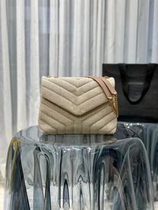 Designerns nya högkvalitativa handväska, klassiska kvinnors underarmhandväska, bomullslinne och äkta läder med ruta 494699