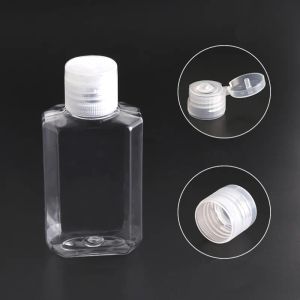 garrafa de álcool vazio de plástico de 60 ml de plástico Fácil de transportar garrafas de desinfetante para as mãos de plástico transparente transparentes para viagens líquidas