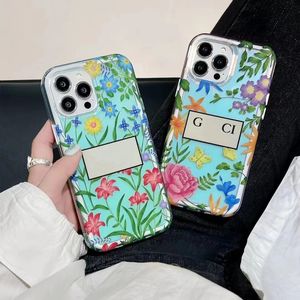 2023 Ny designer Flower PC Telefonfodral iPhone 15 14 Plus 11 12 13 Pro Max Stylish Transparent Shock-Proof Case