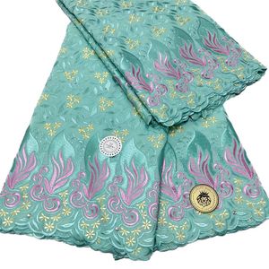 KY-5151 Tessuto di pizzo svizzero voile con strass ricamato panno di cotone cucito nigeriano in vendita Ultimi 5 metri abito formale per le donne Occasione Festa Autunno 2023