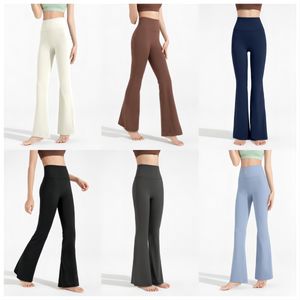 LU LU LEMONS bacterial Llathena Anti Yoga Flare Women s Lycra High waisted Hip Wide Leg Sports Micro Lift Fiess Pants Shipped with Labe waited Sport