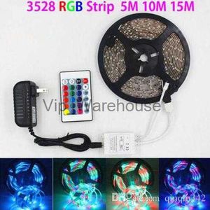 Paski LED SMD 3528 5M 300LED RGB Pasek LED Light Waterproof Outdoor Lighting Multicolor Tapbon 24keys DC12V Adapter SE HKD230912